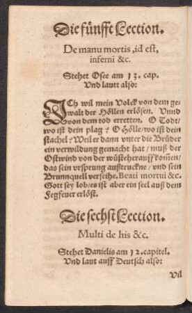 Die fünfft Lection. De manu mortis, id est, inferni &c.