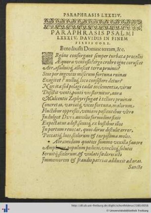 Paraphrasis Psalmi LXXXIV. Davidis.