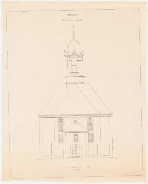 Kirche, Beitsch Denkmalpflege - Bauaufnahme: Aufriss Ansicht Eingangsseite 1:50, Maßstabsleiste