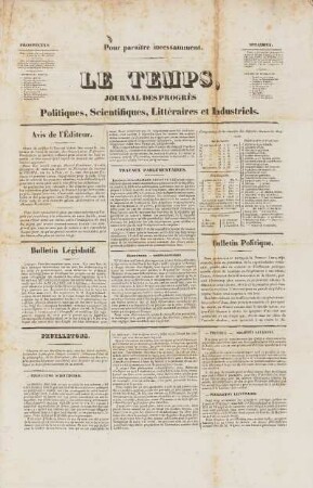Le Temps, Journal Des Progrès Politiques, Scientifiques, Littéraires Et Industriels