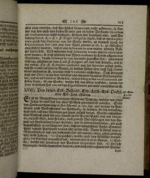 XVIII. Von denen Erb-Bestand-Erb-Leyh-Erb-Pacht, oder Erb-Zinß-Gütern. - XIX. Von denen Firmis und Manufirmis.