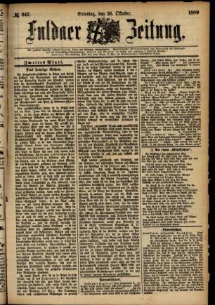 Zweite Ausgabe vom Samstag, den 26. Oktober 1889.