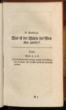 II. Predigt. Was ist der Würde des Menschen zuwider?