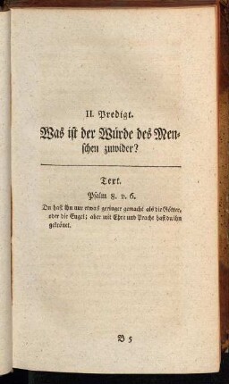 II. Predigt. Was ist der Würde des Menschen zuwider?