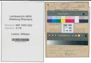 Entnazifizierung Wilhelm Lorenz , geb. 15.02.1914 (Kaufmann)