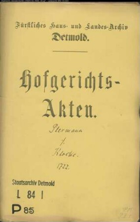 Plesmann, Pastors Witwe zu Salzuflen gegen Mittelsteklocke zu Röntorf - Schuldforderung