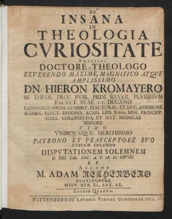 De Insana In Theologia Curiositate