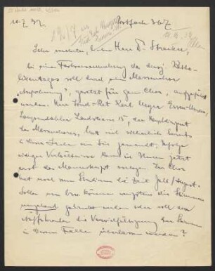 Brief an Ludwig Strecker und B. Schott's Söhne : 10.07.1932