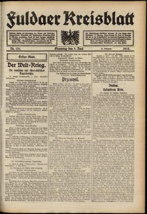 Erste Ausgabe vom Samstag, den 05. Juni 1915.
