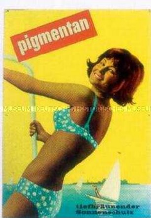 Werbeschild für Sonnenschutz "pigmentan"