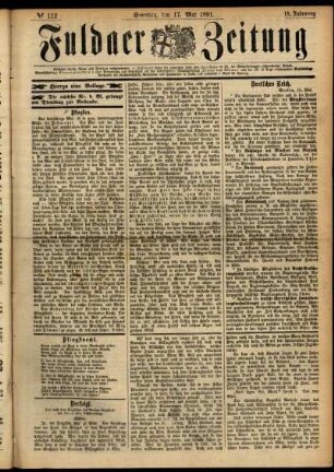 Erste Ausgabe vom Sonntag, den 17. Mai 1891.