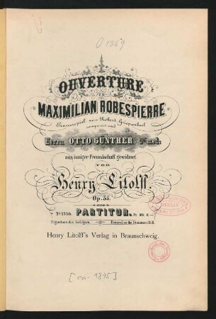 Ouverture zu Maximilian Robespierre : Trauerspiel von Robert Griepenkerl ; op. 55