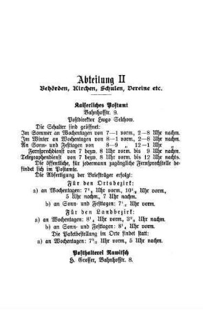 Abteilung II Behörden, Kirchen, Schulen, Vereine etc.