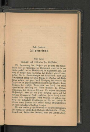 Erstes Kapitel. Geschichte und Litteratur der Wasserkur.