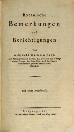 Botanische Bemerkungen und Berichtigungen