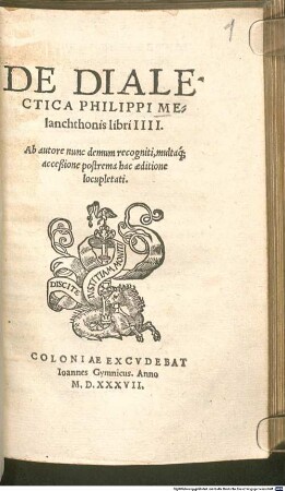 De Dialectica Philippi Melanchthonis libri IIII