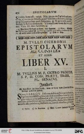Liber XV: Ad Consvles et alios