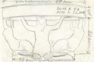 Entwurf eines Halterungsringes für einen Glosbusständer : Entwurf eines Halterungsringes für einen Glosbusständer. Bleistiftzeichnung auf Papierabzug; 9,5 x 14,7 cm (wohl um 1910; C. Brose)