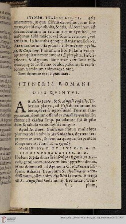 Itineris Romani Dies Quintus
