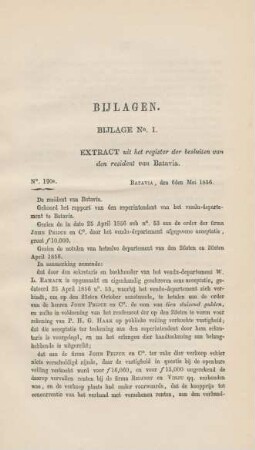 Bijlage No. I