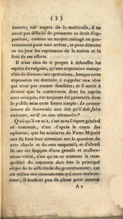 Lettre de M. Necker à M. le Président de l'assemblée nationale