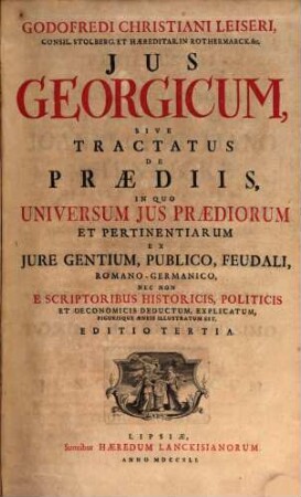 Ius georgicum de praediis, von Landgüthern