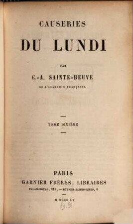 Causeries du lundi, 10
