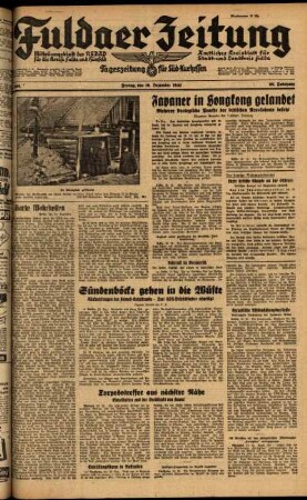 Ausgabe vom Freitag, den 19. Dezember 1941.