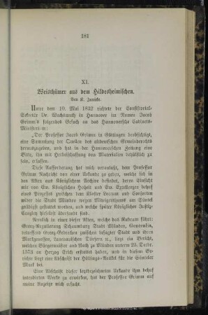 XI. Weisthümer aus dem Hildesheimischen