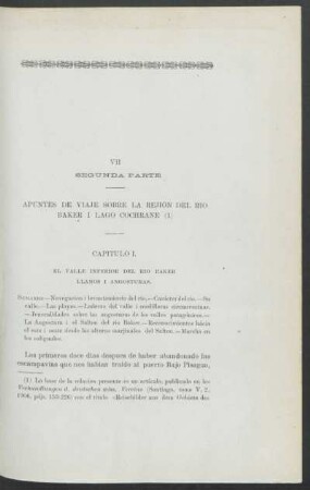 VII. (Segunda parte). - Apuntes de viaje sobre rejion del rio Baker i lago Cochrane