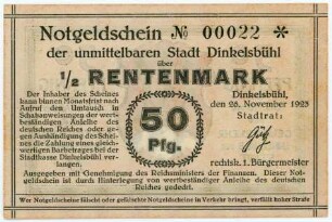 Geldschein / Notgeld, 1/2 Rentenmark, 26.11.1923