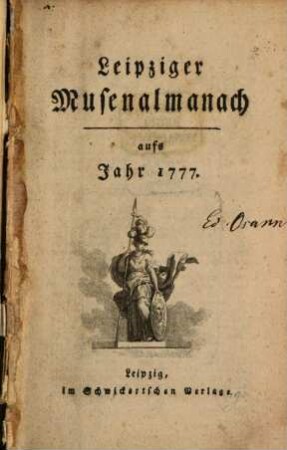 Leipziger Musenalmanach. 1777, 1777