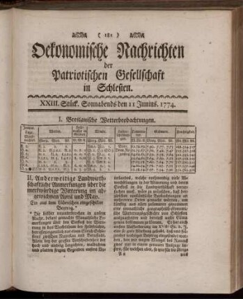 XXIII. Stück. Sonnabends den 11 Junius. 1774.