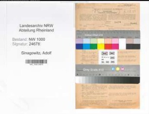 Entnazifizierung Adolf Sinagowitz, geb. 06.09.1894 (Beamter)