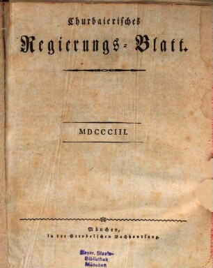 Churpfalzbaierisches Regierungsblatt. 1803
