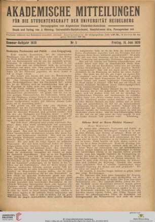 Nr. 5 (18. Juni 1920)