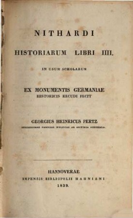 Nithardi Historiarum libri IIII