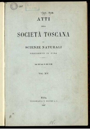 15: Atti della Società Toscana di Scienze Naturali