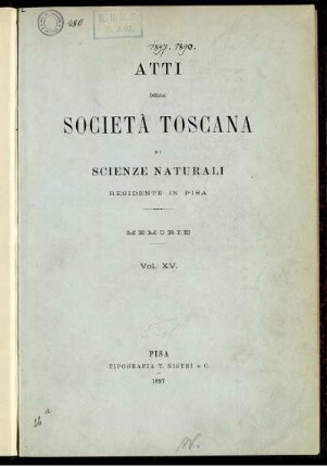 15: Atti della Società Toscana di Scienze Naturali