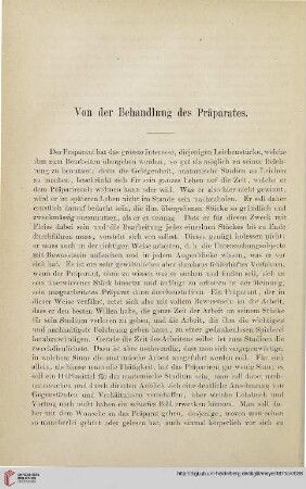 Von der Behandlung des Präparates