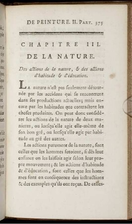 Chapitre III. De la nature. Des actions de la nature, & des actions d' habitude & d' éducation