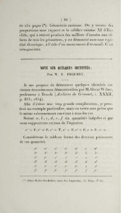 Note sur quelques identités.