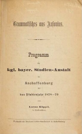 Grammatisches aus Ausonius