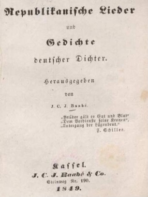 Republikanische Lieder und Gedichte deutscher Dichter