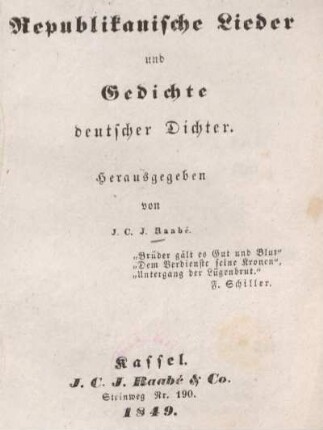 Republikanische Lieder und Gedichte deutscher Dichter