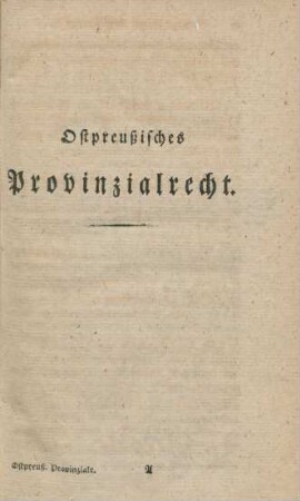 Ostpreußisches Provinzialrecht.