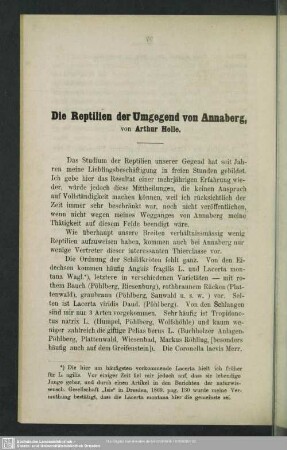 Die Reptilien der Umgegend von Annaberg