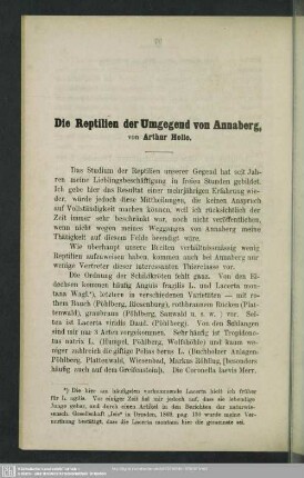 Die Reptilien der Umgegend von Annaberg