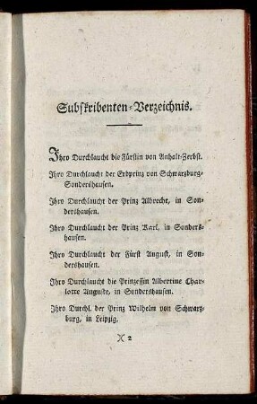 Subskribenten-Verzeichnis.