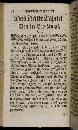 Das Dritte Capitel. Von der Erd-Kugel.